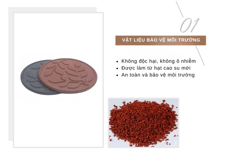 Gạch cao su tròn chống cháy giảm chấn GV1925