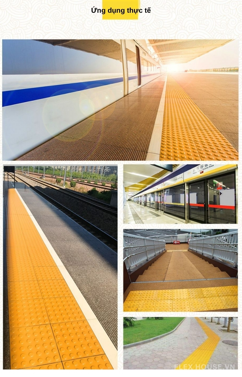 Gạch cao su xúc giác chống trượt cho người khiếm thị GV6679 10 Gạch cao su xúc giác chống trượt cho người khiếm thị GV6679