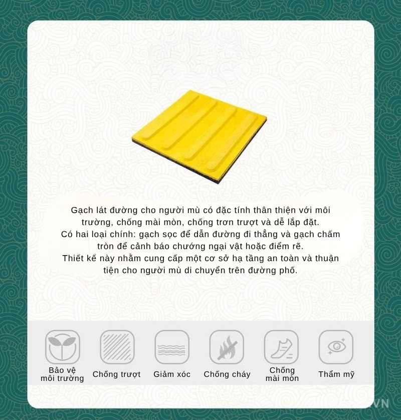 Gạch cao su xúc giác chống trượt cho người khiếm thị GV6679 2 Gạch cao su xúc giác chống trượt cho người khiếm thị GV6679