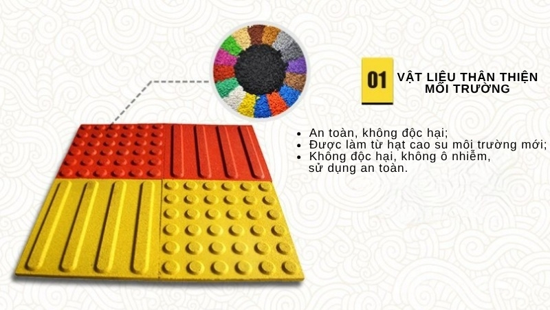 Gạch cao su xúc giác chống trượt cho người khiếm thị GV6679