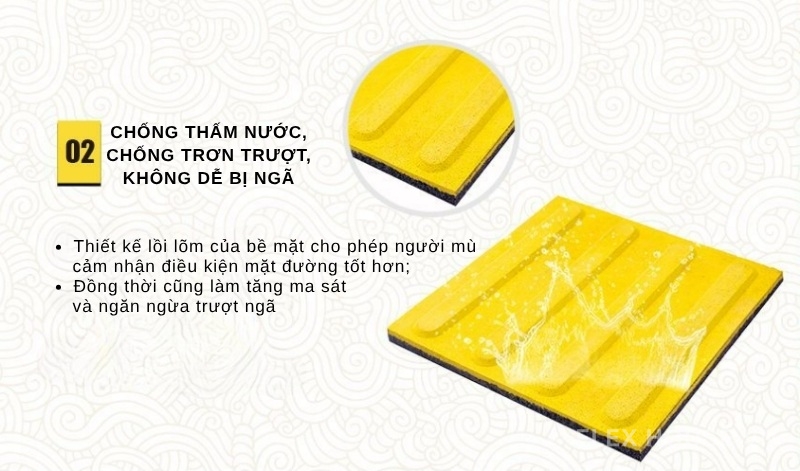 Gạch cao su xúc giác chống trượt cho người khiếm thị GV6679