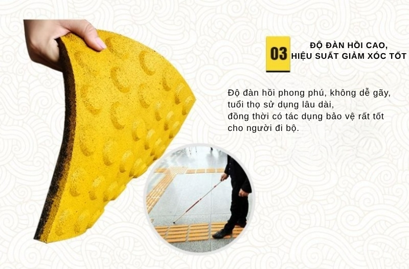 Gạch cao su xúc giác chống trượt cho người khiếm thị GV6679