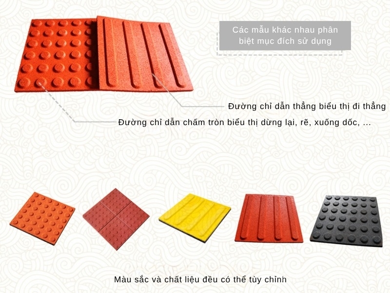 Gạch cao su xúc giác chống trượt cho người khiếm thị GV6679 9 Gạch cao su xúc giác chống trượt cho người khiếm thị GV6679