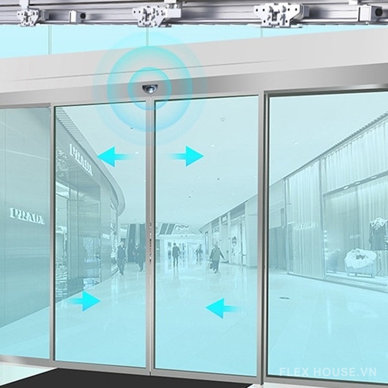 Nguyên lý hoạt động của cửa tự động - 5 nhầm lẫn phổ biến 3 Nguyên lý hoạt động của cửa trượt tự động tại trung tâm thương mại: cảm biến - xử lý - truyền động - an toàn.