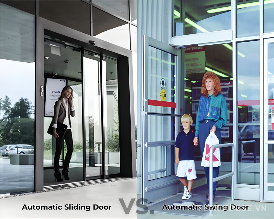 Phân biệt cửa mở cánh tự động và cửa trượt tự động 1