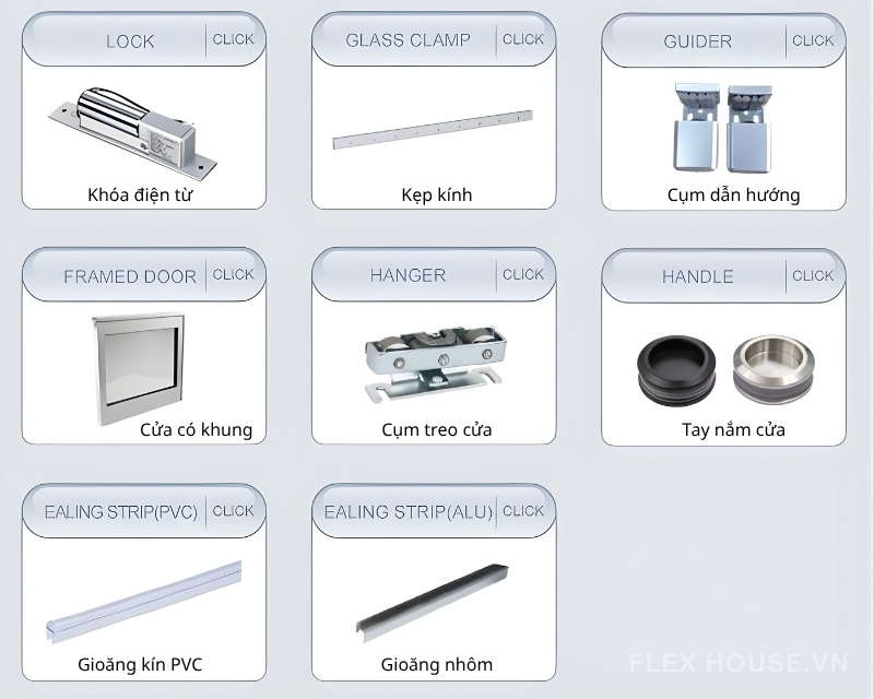 Phụ kiện cửa lùa tự động giảm chấn kép HH150