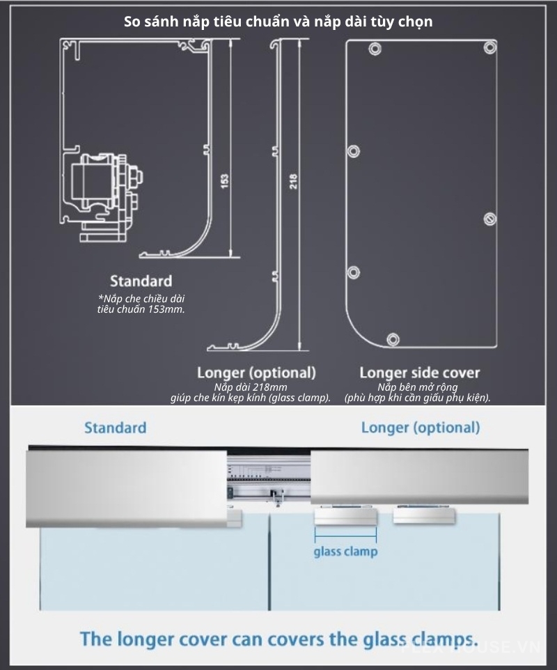 Phụ kiện cửa lùa tự động giảm chấn kép HH150