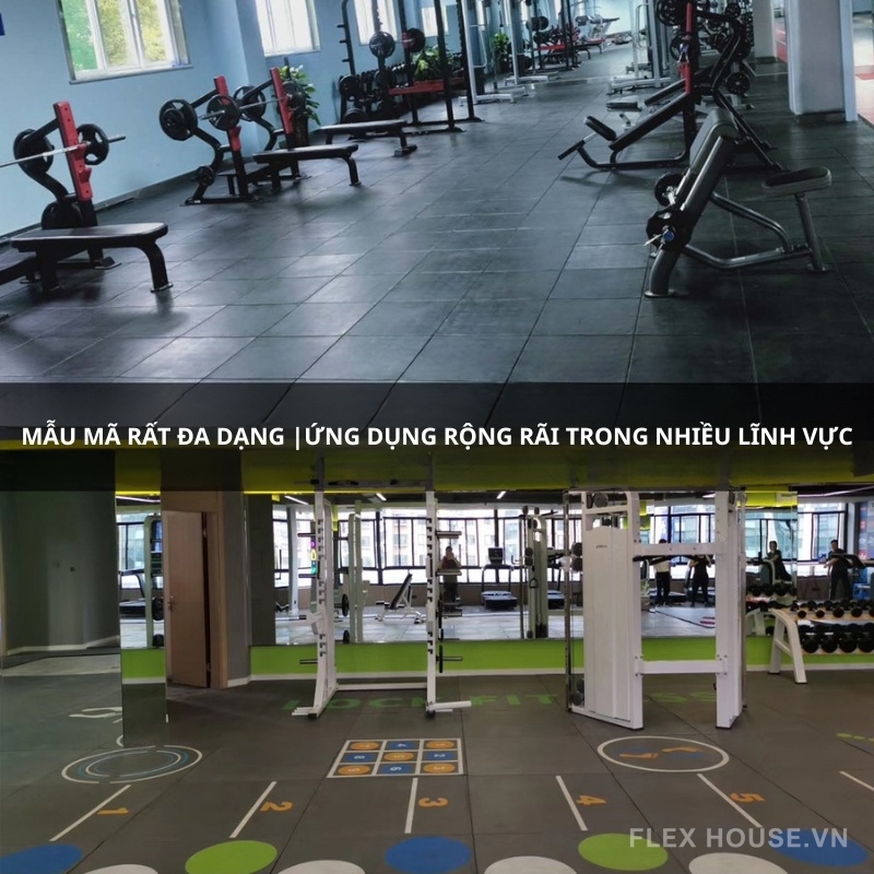 Tấm cao su chịu lực chống sốc phòng gym in UV GV107 4 Tấm cao su chịu lực chống sốc phòng gym in UV GV107