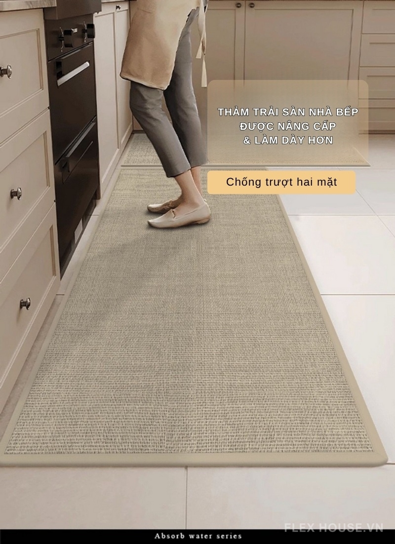 Thảm bếp dệt linen chống trơn trượt 2 mặt XF4511