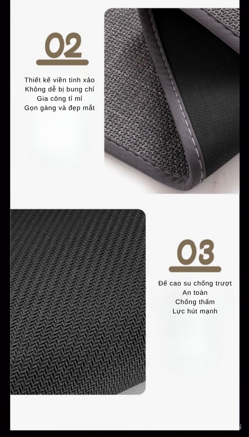 Thảm bếp dệt linen chống trơn trượt 2 mặt XF4511