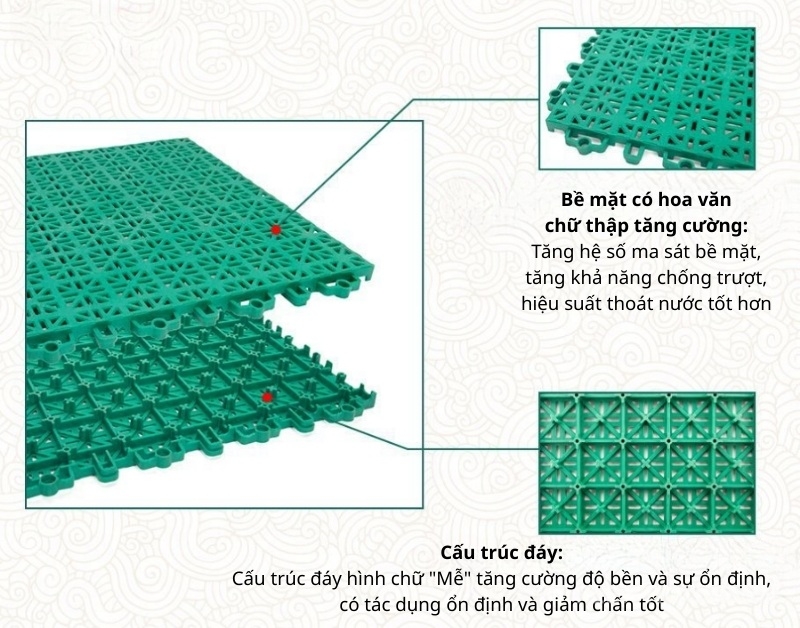 Thảm bóng rổ ngoài trời lắp ghép chống sốc PP GV141 4 Thảm bóng rổ ngoài trời lắp ghép chống sốc PP GV141