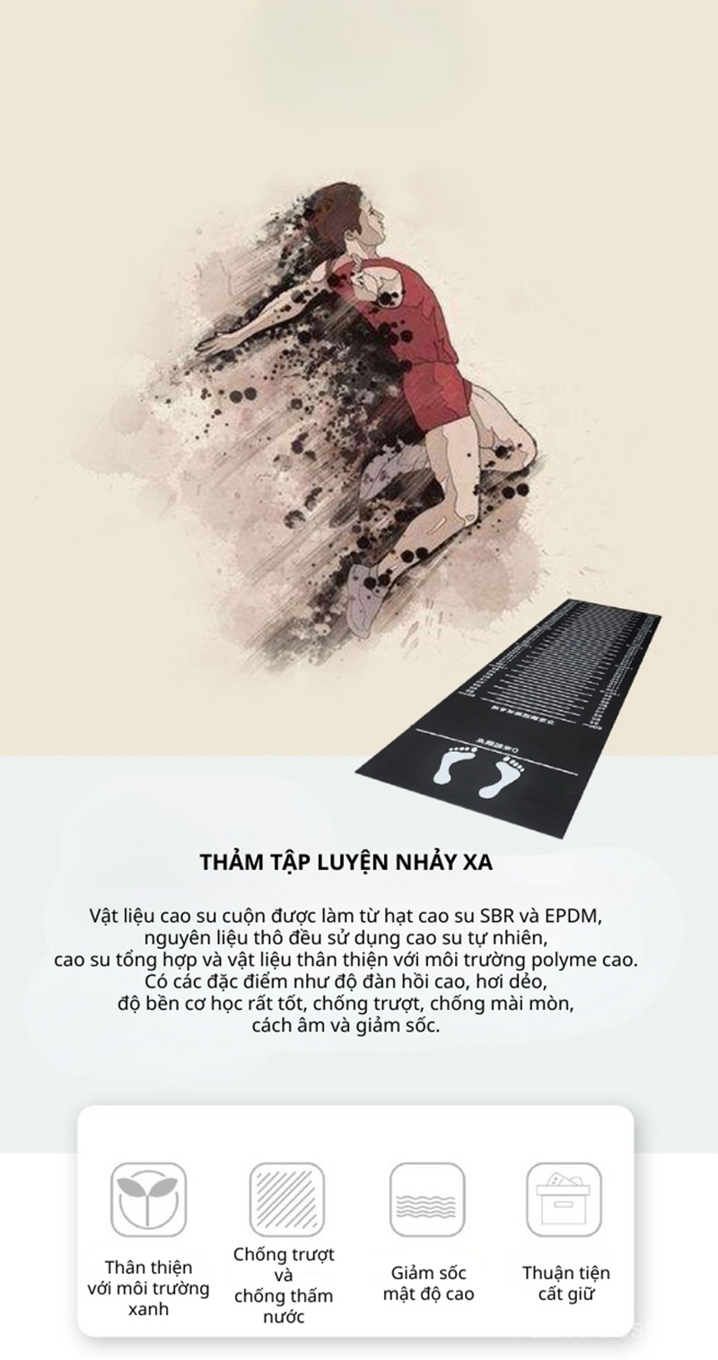Thảm cao su nhảy xa đàn hồi chống trượt SBR EPDM GV74