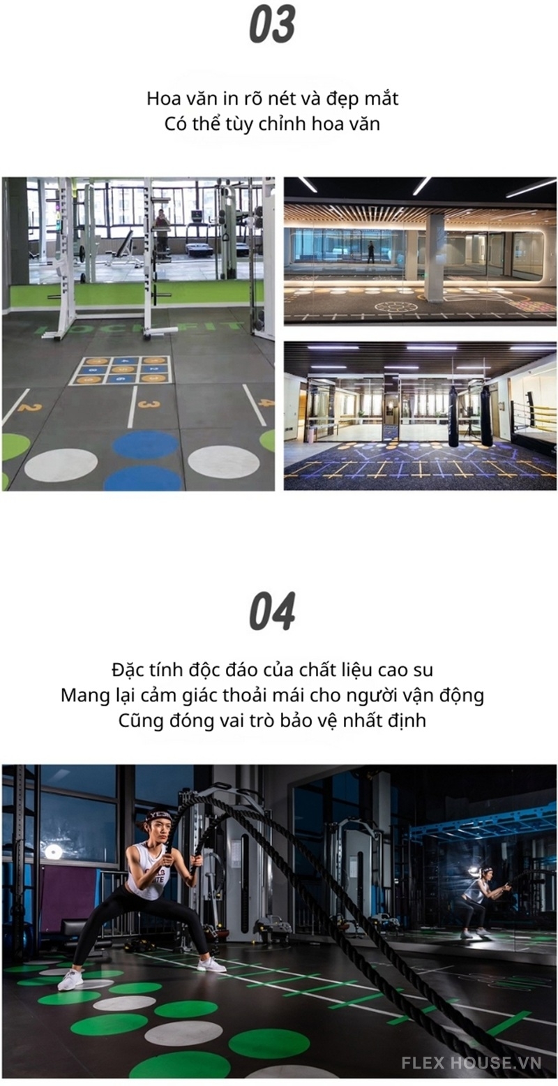 Thảm cao su phòng gym in UV 360 đa năng GV29 3 Thảm cao su phòng gym in UV 360 đa năng GV29