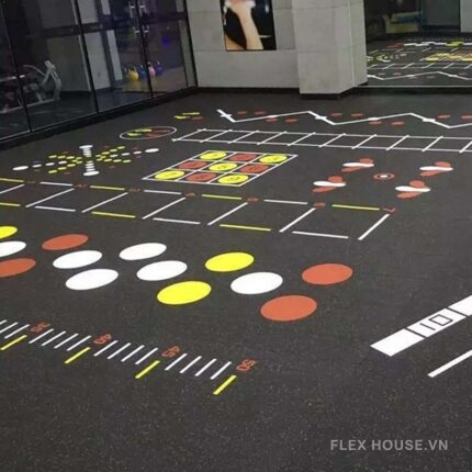 Tấm cao su chịu lực chống sốc phòng gym in UV GV107