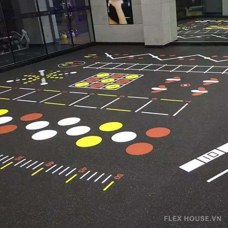 Tấm cao su chịu lực chống sốc phòng gym in UV GV107 5 Tấm cao su chịu lực chống sốc phòng gym in UV GV107