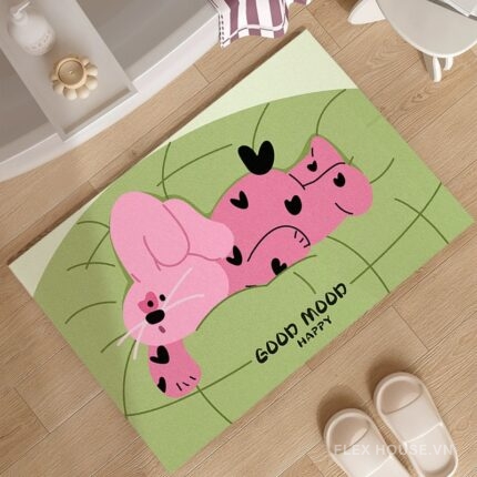 Thảm chống trượt nhà tắm thỏ hồng nằm thư giãn XF3909