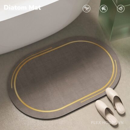 Thảm chống trượt nhà tắm viền vàng tối giản XF1380.01