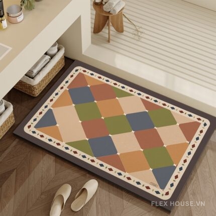 Thảm chùi chân họa tiết caro hình học Retro XF6981