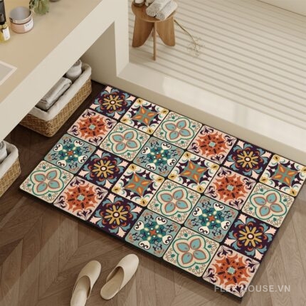 Thảm chùi chân hoa văn gạch gốm Địa Trung Hải XF6978.01