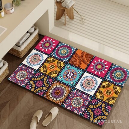 Thảm chùi chân hoa văn gạch gốm Địa Trung Hải XF6978.02