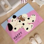 Thảm chùi chân tảo cát hình chó đốm uống trà XF3906