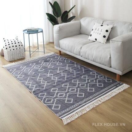 Thảm cotton dệt thủ công họa tiết hình thoi XF2405.02
