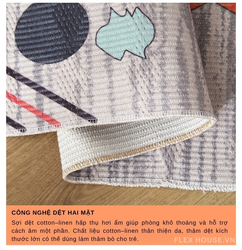 Thảm cotton dệt thủ công họa tiết hình thoi XF2405 5 Thảm cotton dệt thủ công họa tiết hình thoi XF2405