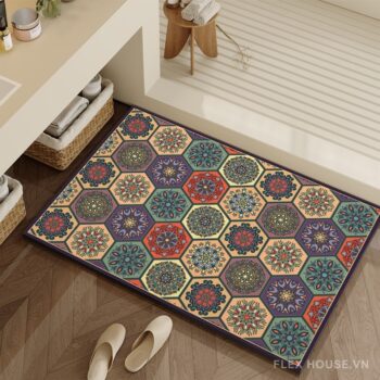 Thảm hoa văn Hexagon Mosaic cổ điển XF6982