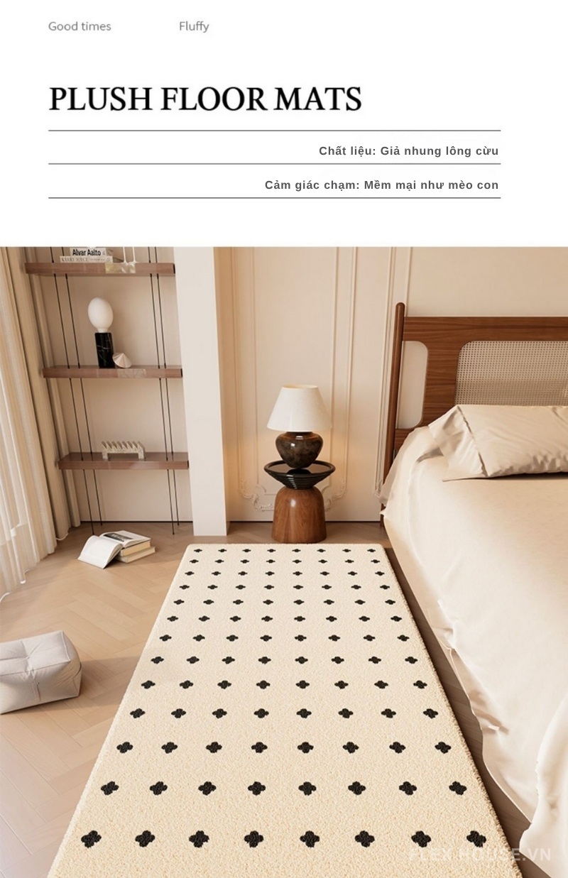 Thảm lông trải sàn họa tiết chấm Clover mini XF2951