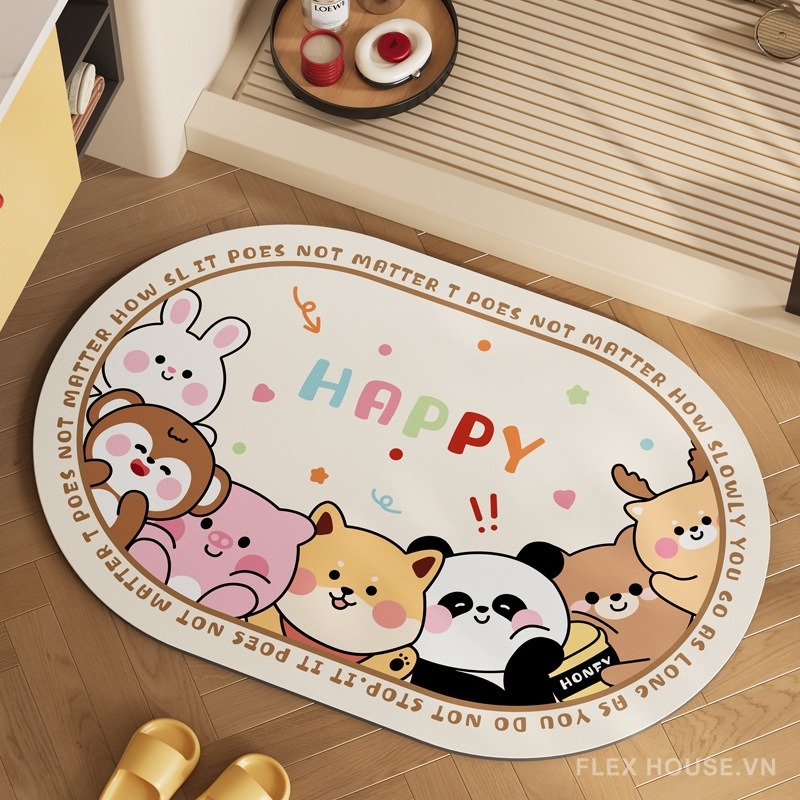 Thảm lót sàn nhà tắm họa tiết thú Happy XF492 7 Thảm lót sàn nhà tắm họa tiết thú Happy XF492.02