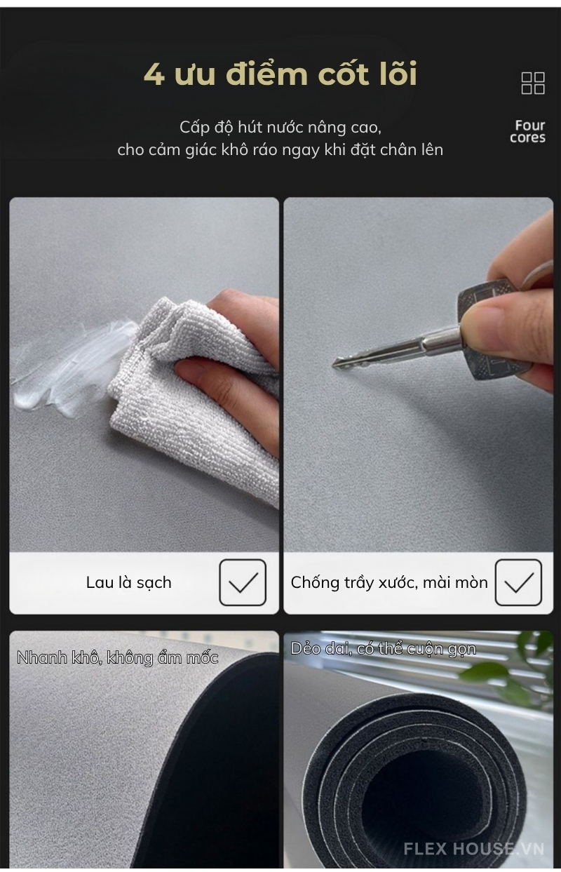 Thảm nhà tắm họa tiết đường sóng tối giản XF1379