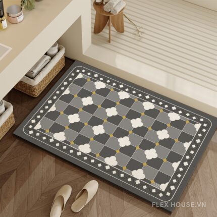 Thảm nhà tắm họa tiết gạch caro Cloudy Grey XF6980