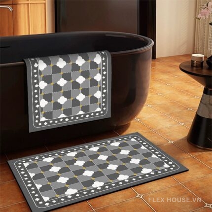 Thảm nhà tắm họa tiết gạch caro Cloudy Grey XF6980