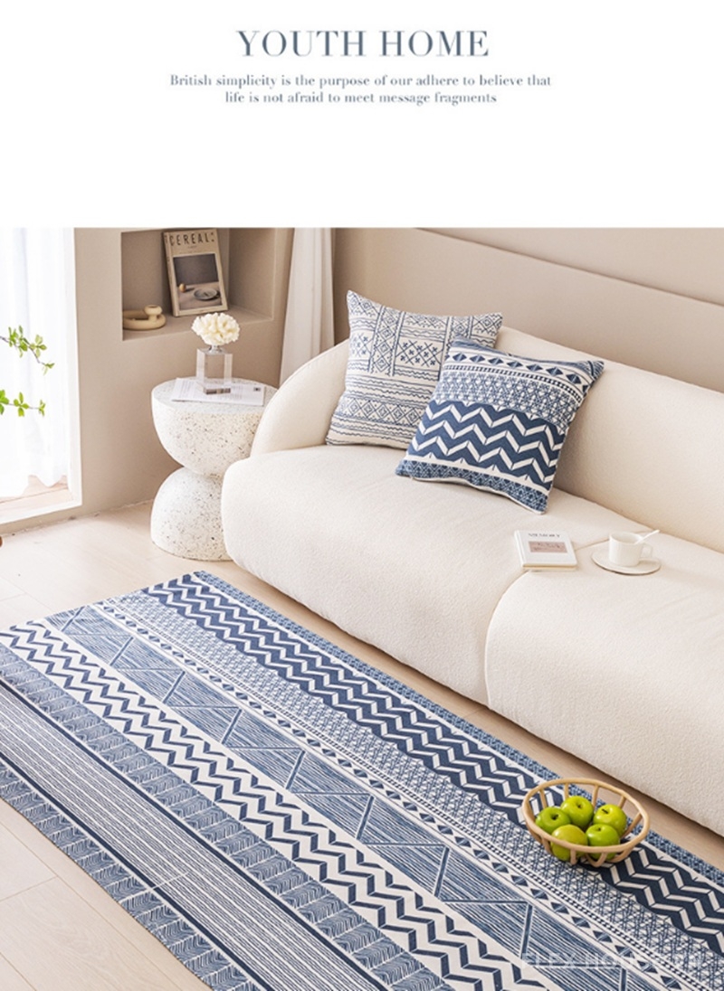 Thảm phong cách Bắc Âu vintage xanh Indigo XF2297