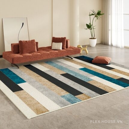 Thảm phòng khách hiện đại sọc màu Bắc Âu XF8450