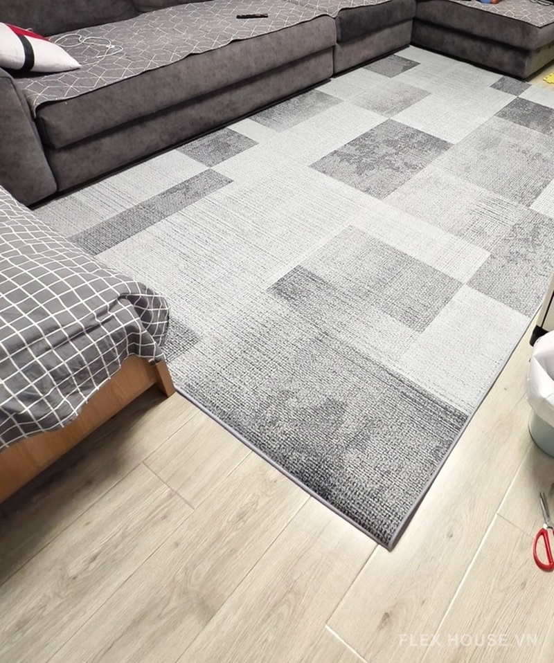 Thảm phòng khách họa tiết khối hộp XF7424