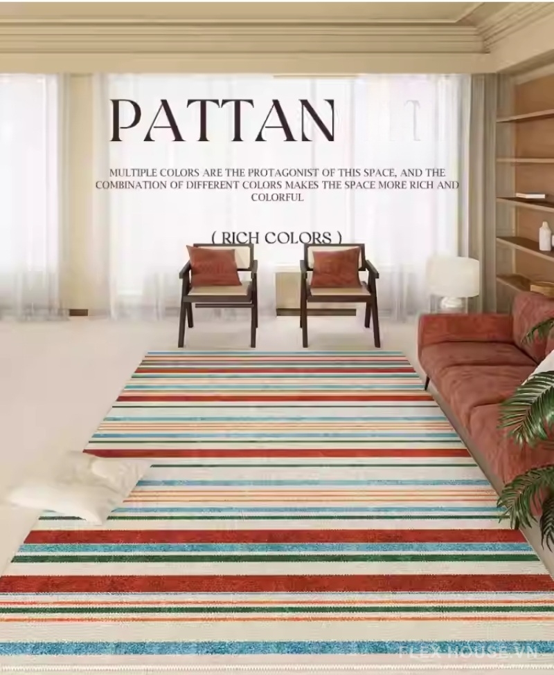 Thảm phòng khách vân sọc đa sắc hiện đại XF8456