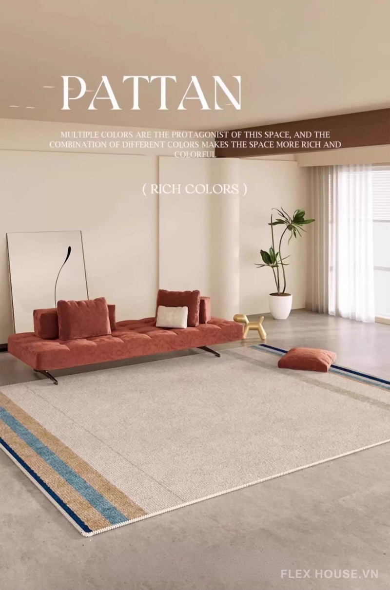 Thảm phòng khách viền màu Modern Nordic XF8451