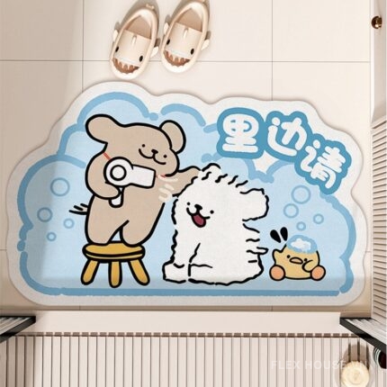 Thảm tảo cát decor nhà tắm hình chó con Kawaii XF8564.02