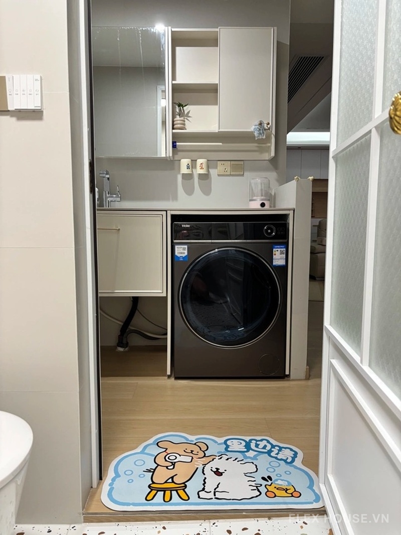 Thảm tảo cát decor nhà tắm hình chó con Kawaii XF8564 12 Ảnh thực tế thảm XF8564