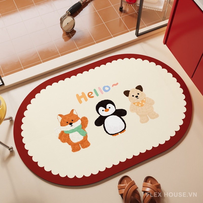 Thảm tảo cát hình Penguin và những người bạn XF494 24