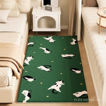 Thảm trải phòng ngủ họa tiết động vật xanh XF2956