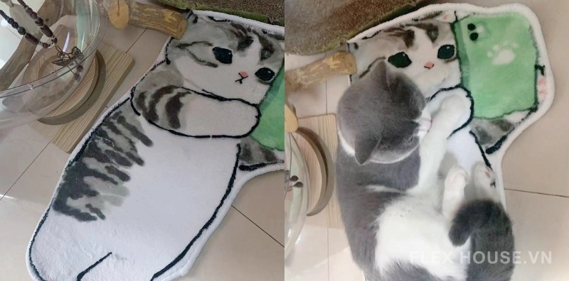 Thảm trải sàn cho trẻ em mèo selfie sành điệu XF2498 7 Ảnh thực tế XF2498