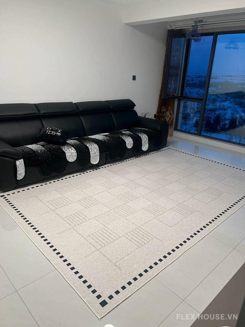 Thảm trải sofa bàn trà họa tiết ô vuông Ivory XF0441 4 Thảm trải sofa bàn trà họa tiết ô vuông Ivory XF0441