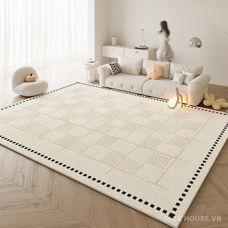 Thảm trải sofa bàn trà họa tiết ô vuông Ivory XF0441 1 Thảm trải sofa bàn trà họa tiết ô vuông Ivory XF0441