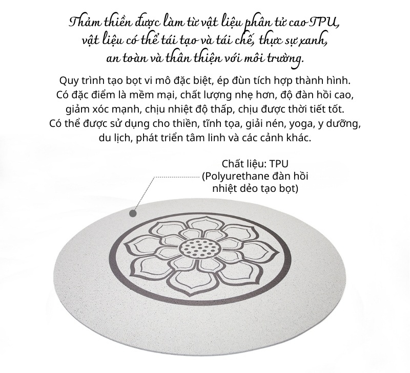 Thảm yoga ngồi thiền dưỡng sinh TPU đàn hồi cao GV27