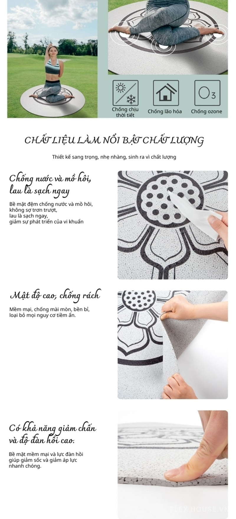 Thảm yoga ngồi thiền dưỡng sinh TPU đàn hồi cao GV27