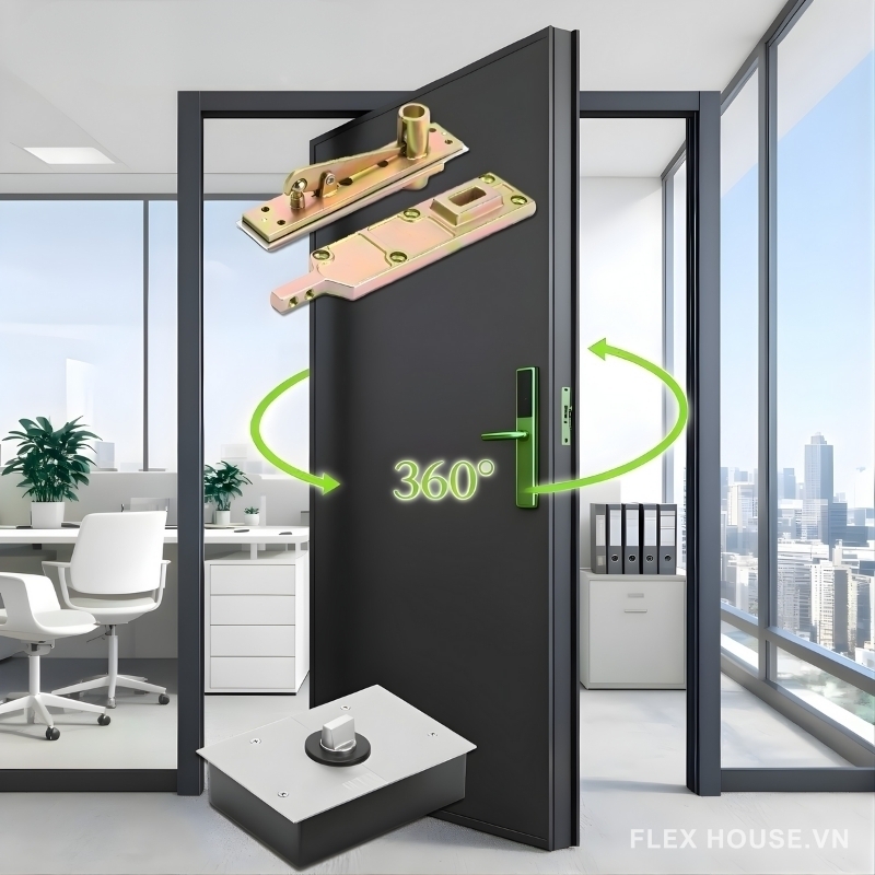 Bản Lề Trục Xoay 360 Độ Là Gì? Ứng Dụng Trong Cửa Xoay Và Kệ Sách Ẩn 2 Bản Lề Trục Xoay 360 Độ Là Gì? Ứng Dụng Trong Cửa Xoay Và Kệ Sách Ẩn 1