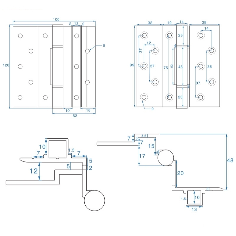 Bản lề cửa góc 270 độ hợp kim nhôm KD4409 5 Bản lề cửa góc 270 độ hợp kim nhôm KD4409 15