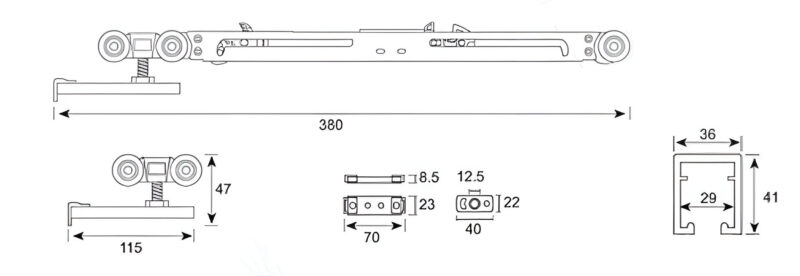 Bánh xe ray trượt cửa lùa giảm chấn Taura DL-P104V 2 Bánh xe ray trượt cửa lùa giảm chấn Taura DL-P104V 4